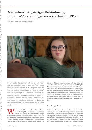 Vorschauseite 1: Menschen mit geistiger Behinderung und ihre Vorstellungen vom Sterben und Tod