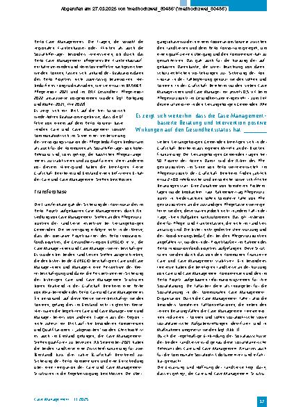 Vorschauseite 3: Case Management: vom Modellprojekt in die Regelversorgung. Das Beispiel ReKo1