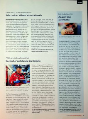 Vorschauseite 2: Als Arbeitsunfall anerkannt Plötzlicher Herztod durch akuten Stress