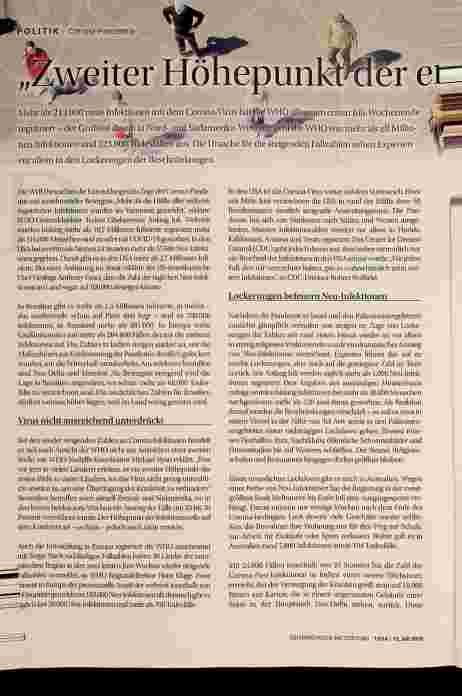 Vorschauseite 1: "Zweiter Höhepunkt der ersten Welle"