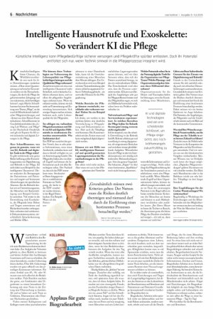 Vorschauseite 1: Intelligente Hausnotrufe und Exoskelette: So verändert KI die Pflege