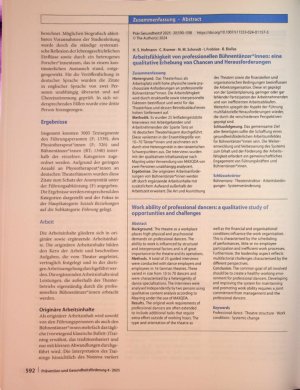 Vorschauseite 3: Arbeitsfähigkeit von professionellen Bühnentänzer*innen: eine qualitative Erhebung von Chancen und Herausforderungen