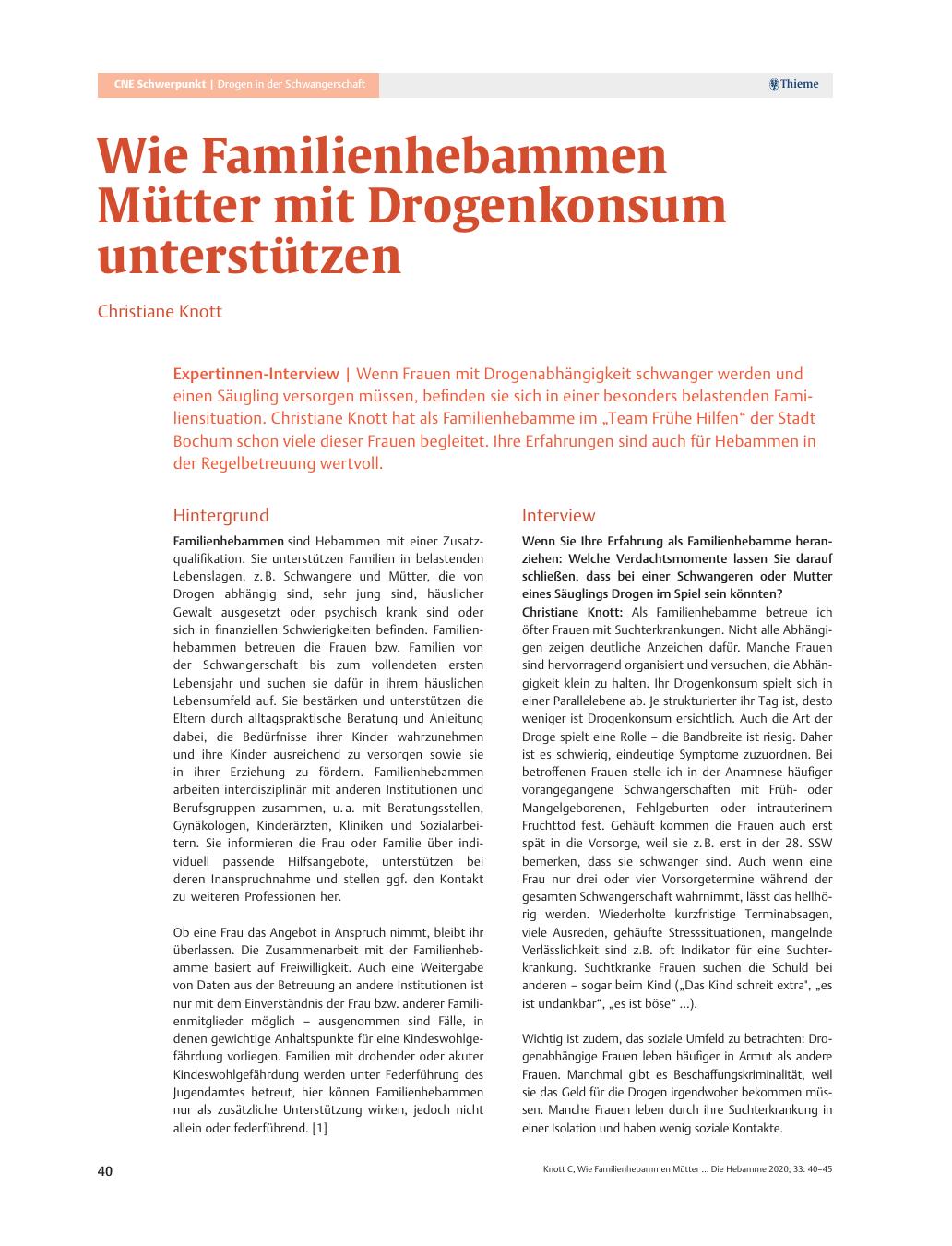 Vorschauseite 1: Wie Familienhebammen Mütter mit Drogenkonsum unterstützen
