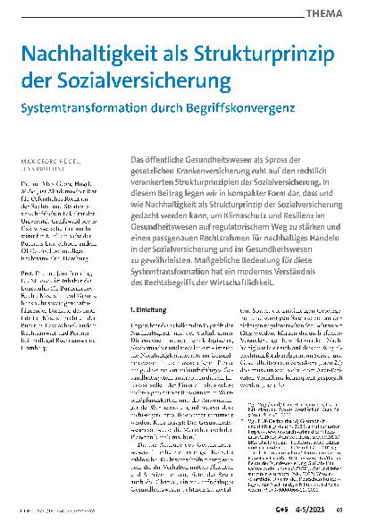 Vorschauseite 1: Nachhaltigkeit als Strukturprinzip der Sozialversicherungssystemtransformation durch Begriffskonvergenz