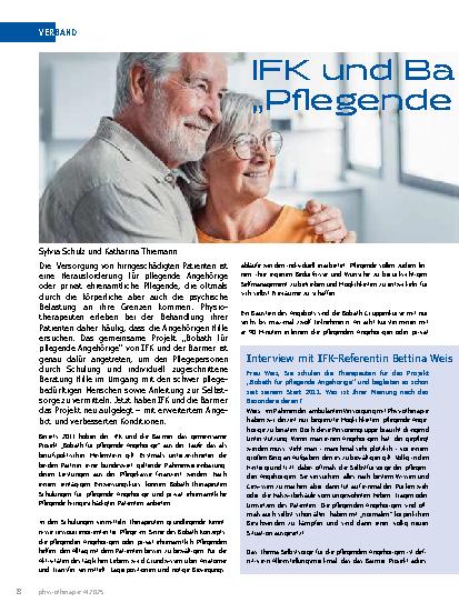 Vorschauseite 1: IFK und Barmer legen Projekt „Pflegende Angehörige“ neu auf