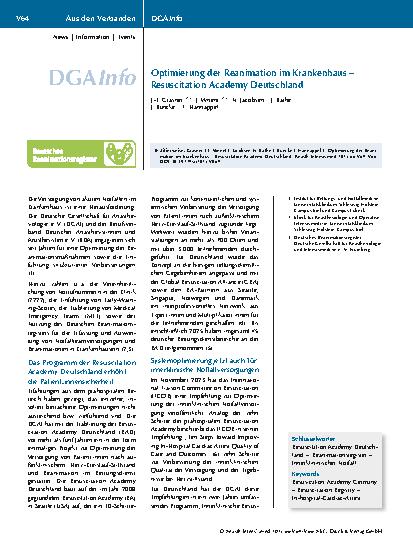 Vorschauseite 1: Optimierung der Reanimation im Krankenhaus – Resuscitation Academy Deutschland