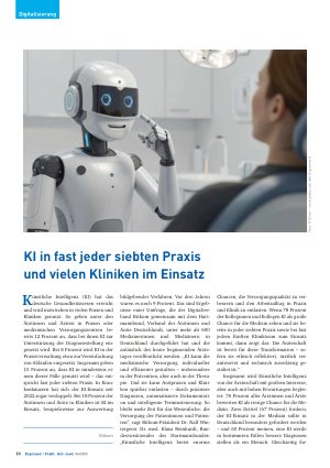 Vorschauseite 1: KI in fast jeder siebten Praxis und vielen Kliniken im Einsatz