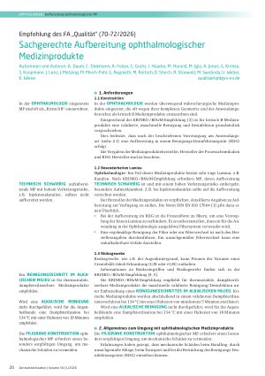 Vorschauseite 1: Sachgerechte Aufbereitung ophthalmologischer Medizinprodukte