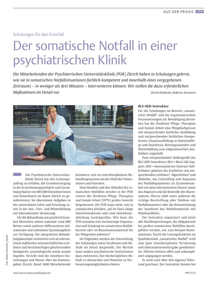 Vorschauseite 1: Der somatische Notfall in einer psychiatrischen Klinik