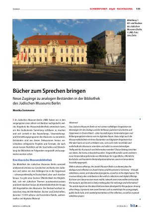 Vorschauseite 1: Bücher zum Sprechen bringen Neue Zugänge zu analogen Beständen in der Bibliothek des Jüdischen Museums Berlin