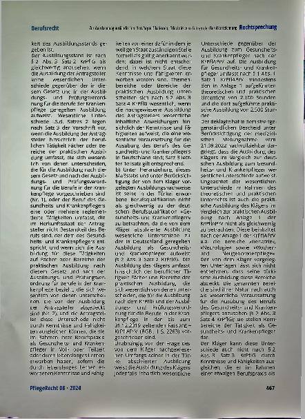 Vorschauseite 4: Zur Anerkennung ausländischer Berufsqualifikationen, Erlaubnis zum Führen der Berufsbezeichnung »Gesundheitsund Krankenpfleger/in« - hier: türkische Berufsausbildung