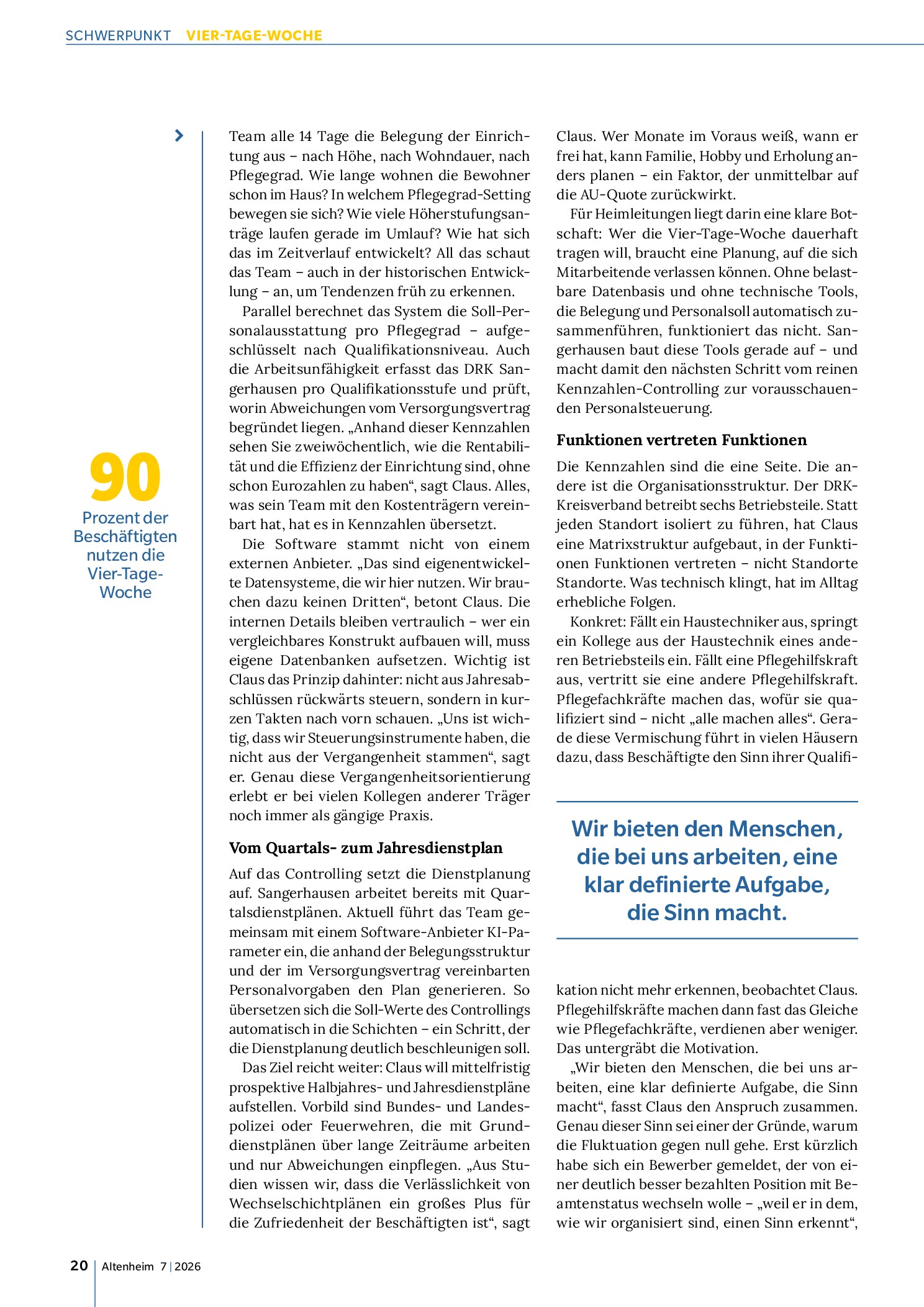 Vorschauseite 2: Kennzahlen tragen die Vier-Tage-Woche