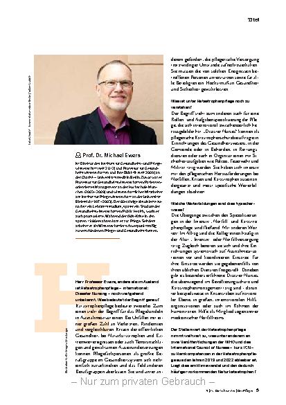 Vorschauseite 2: Katastrophenpflege ist ein Auftrag für die gesamte Berufsgruppe.