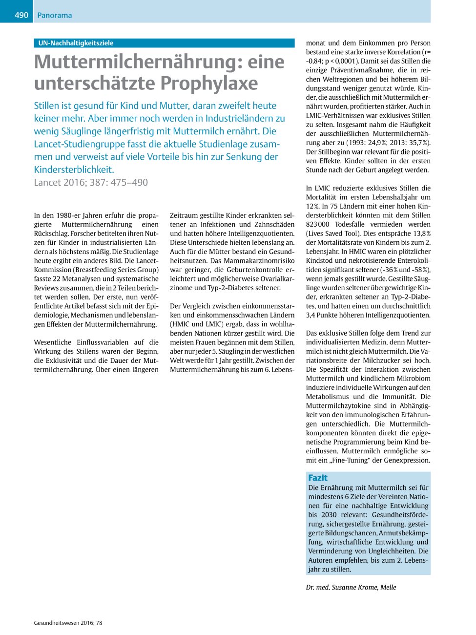 Vorschauseite 1: Muttermilchernährung: eine unterschätzte Prophylaxe