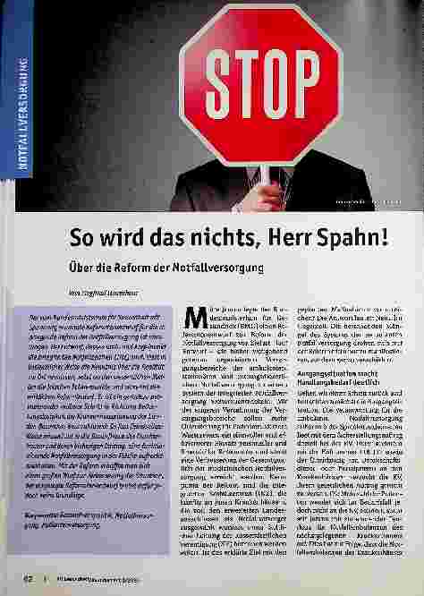 Vorschauseite 1: So wird das nichts, Herr Spahn! Über die Reform der Notfallversorgung