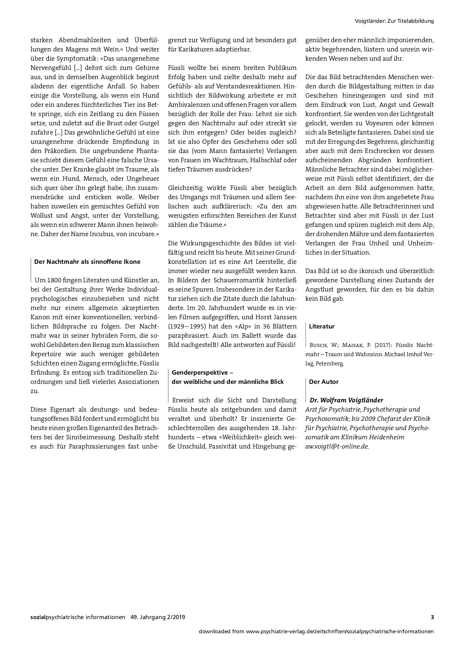 Vorschauseite 2: Zur Titelabbildung: Der Nachtmahr