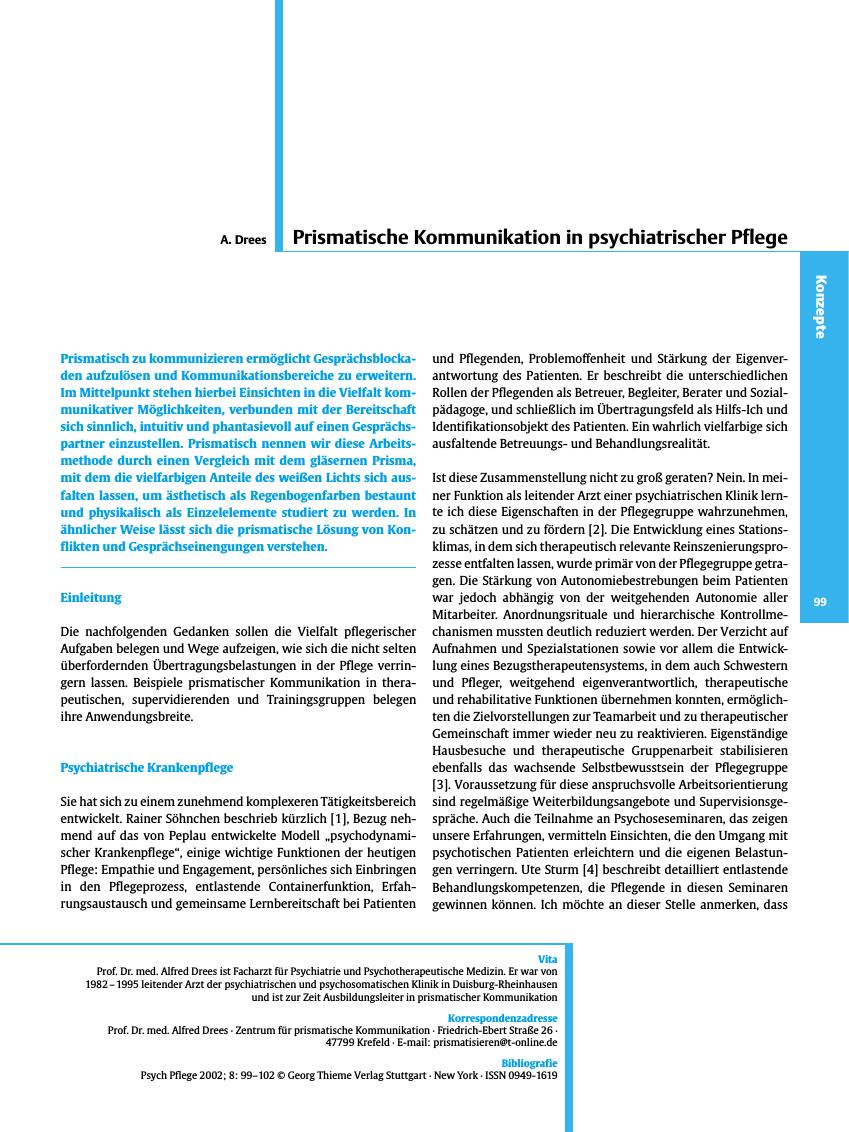 Vorschauseite 1: Prismatische Kommunikation in psychiatrischer Pflege