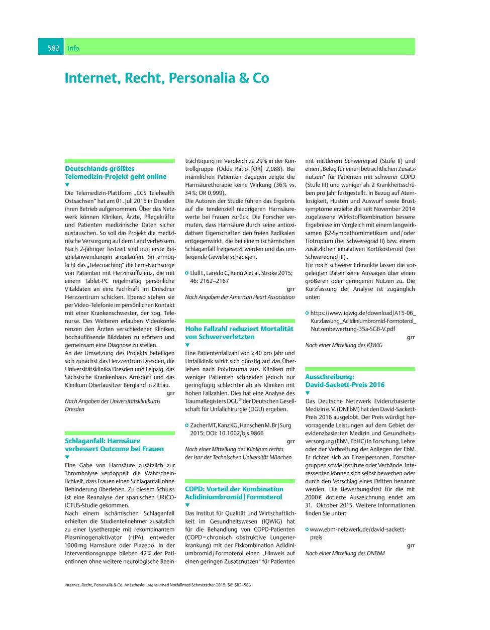 Vorschauseite 1: Internet, Recht, Personalia & Co