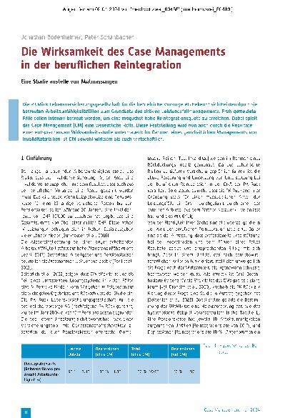 Vorschauseite 1: Die Wirksamkeit des Case Managements in der beruflichen Reintegration