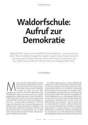 Vorschauseite 1: Waldorfschule: Aufruf zur Demokratie