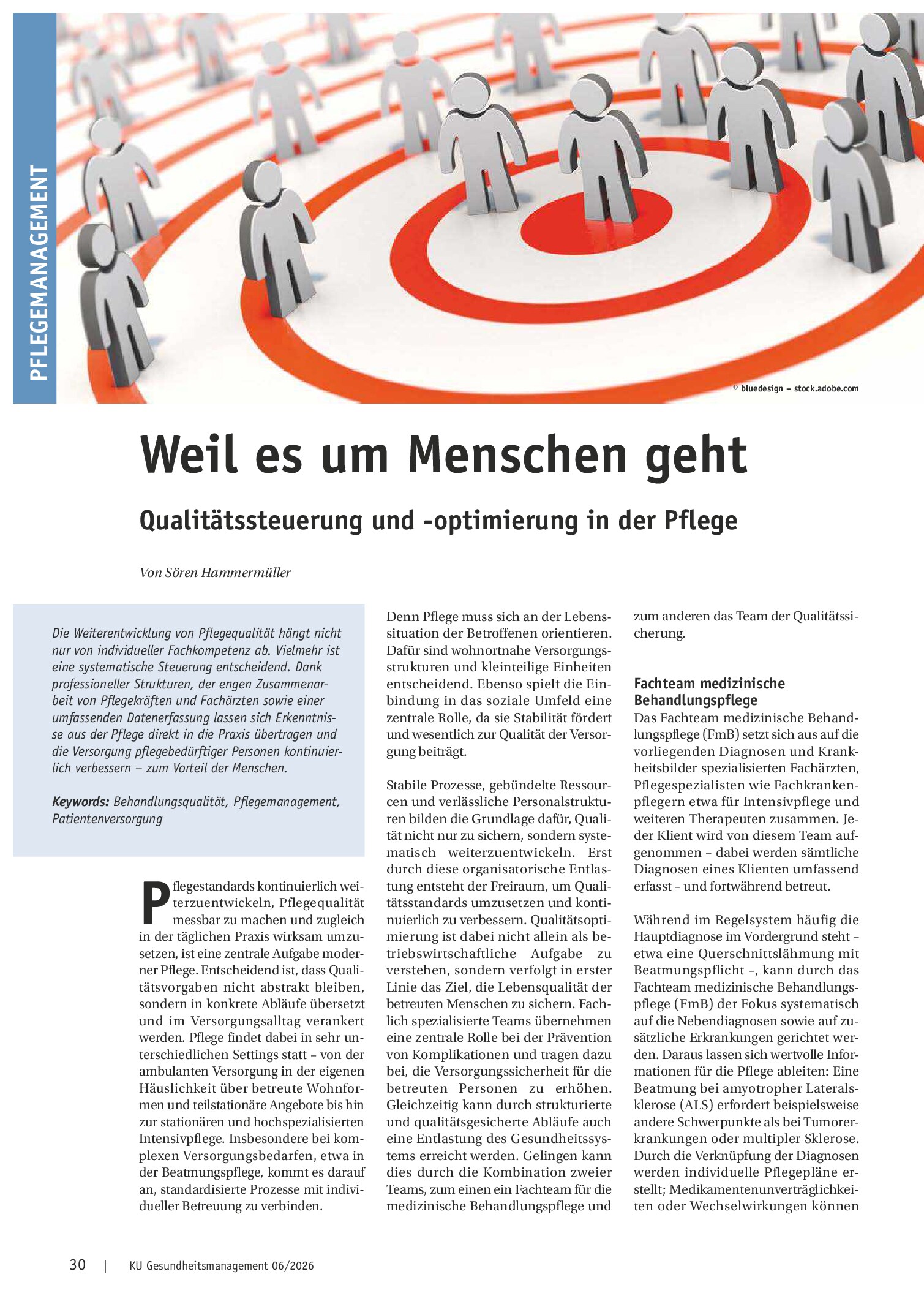 Vorschauseite 1: Weil es um Menschen geht: Qualitätssteuerung und -optimierung in der Pflege
