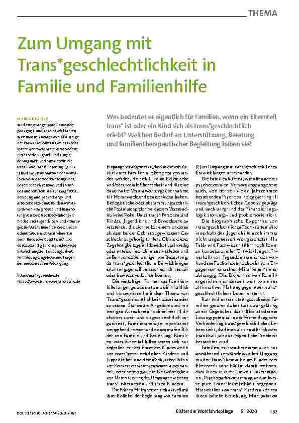 Vorschauseite 1: Zum Umgang mit Trans*geschlechtlichkeit in Familie und Familienhilfe