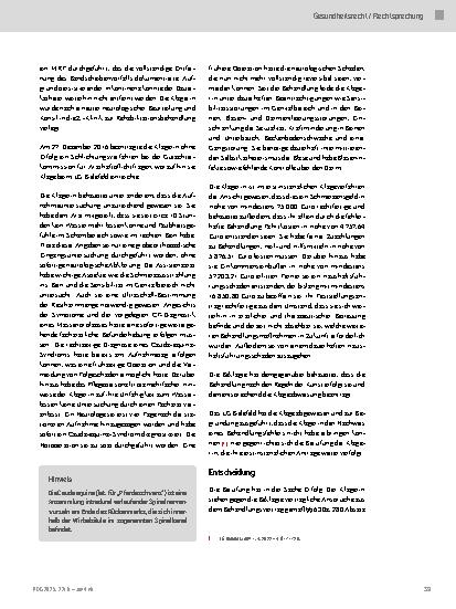 Vorschauseite 2: Schadensersatz aufgrund verzögert vorgenommener Operation wegen eines Cauda-equina-Syndroms