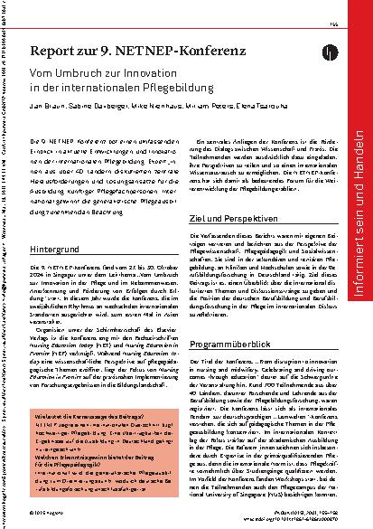 Vorschauseite 1: Report zur 9. NETNEP-Konferenz Vom Umbruch zur Innovation in der internationalen Pflegebildung