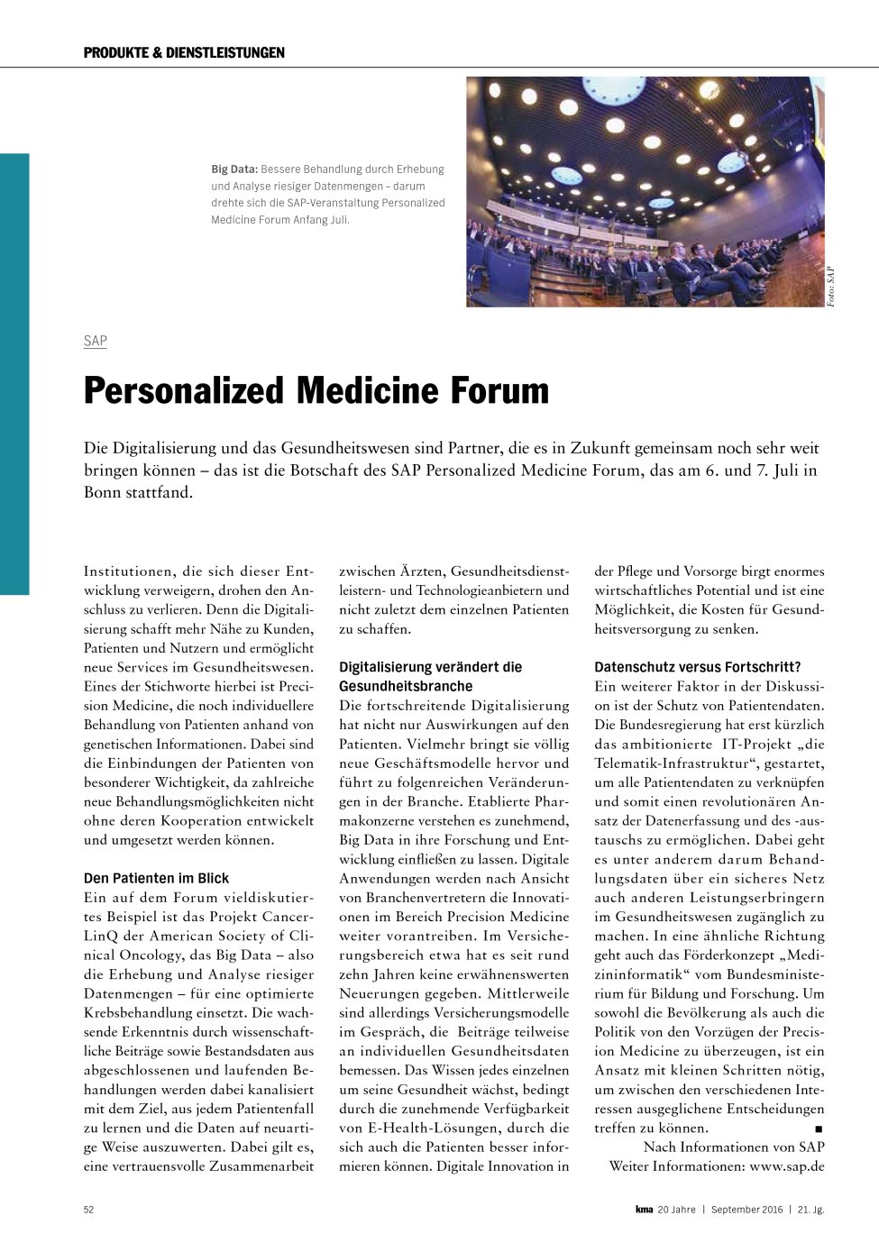 Vorschauseite 1: SAP: Personalized Medicine Forum