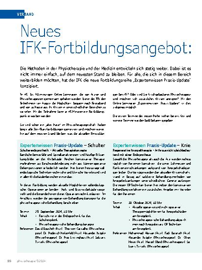 Vorschauseite 1: Neues IFK-Fortbildungsangebot: