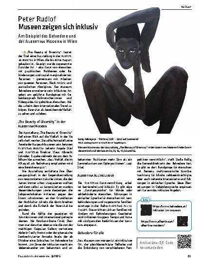 Vorschauseite 2: Museen zeigen sich inklusiv.