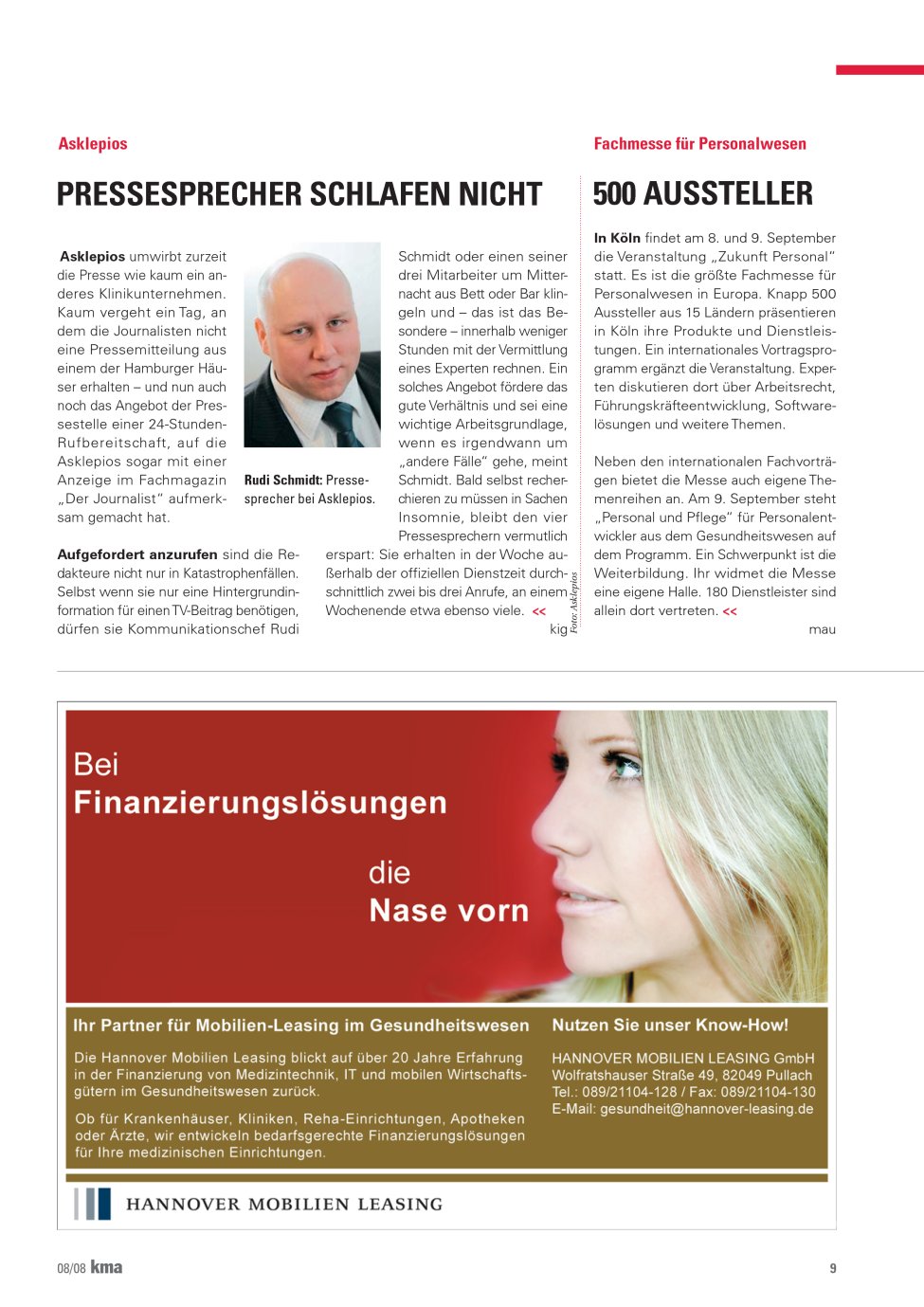 Vorschauseite 1: Pressesprecher schlafen nicht