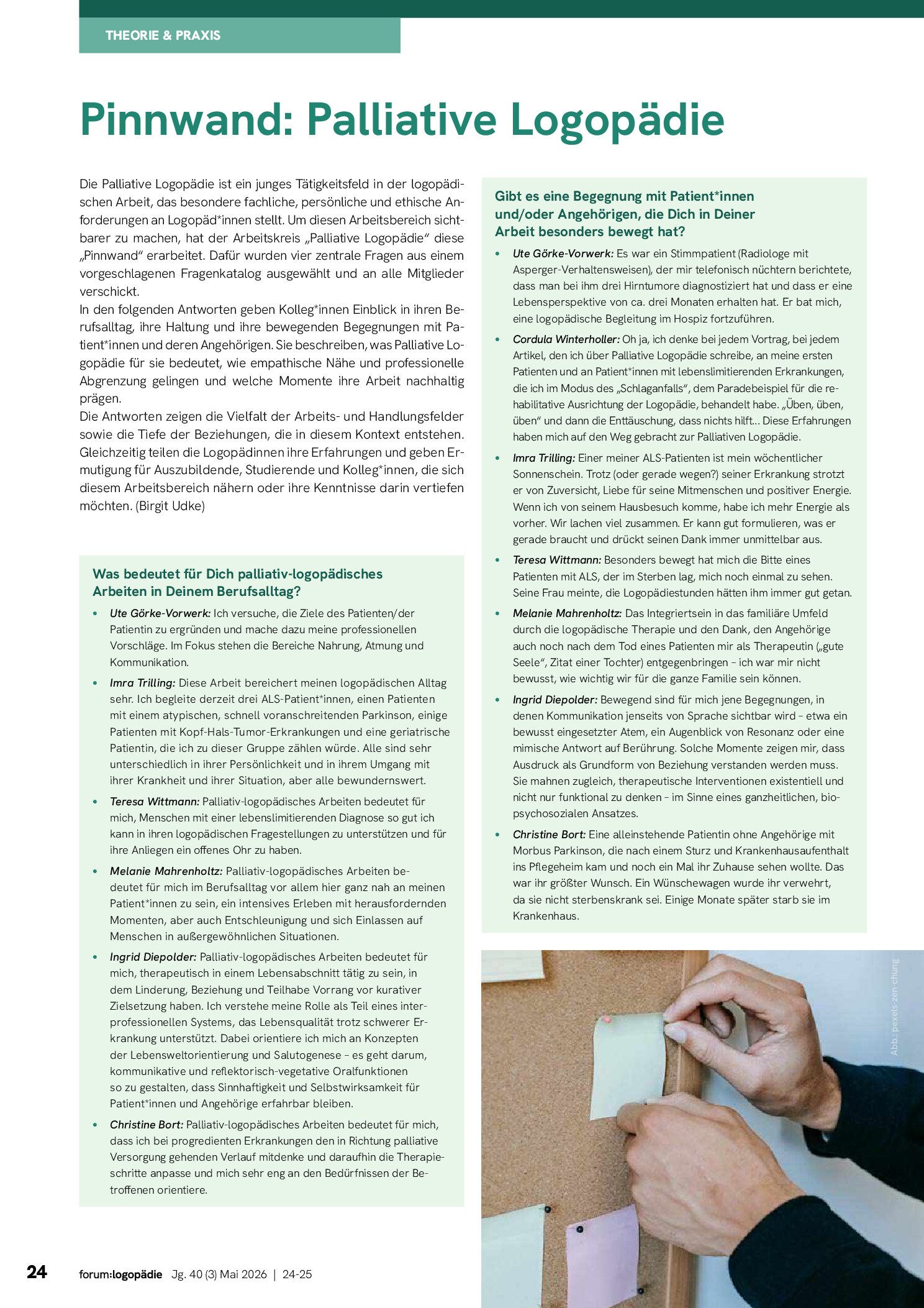 Vorschauseite 1: Pinnwand: Palliative Logopädie