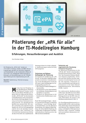 Vorschauseite 1: Pilotierung der „ePA für alle“ in der TI-Modellregion Hamburg Erfahrungen, Herausforderungen und Ausblick