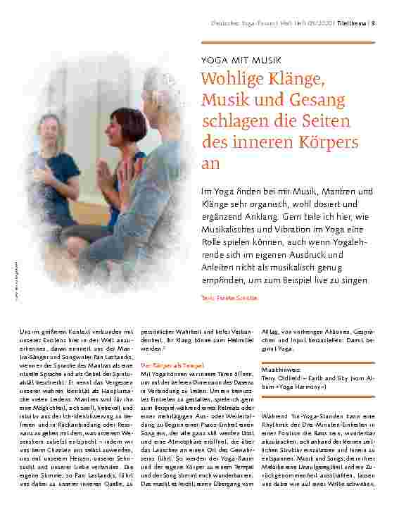 Vorschauseite 1: YOGA MIT MUSIK Wohlige Klänge, Musik und Gesang streicheln die Seiten des inneren Körpers.