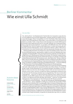 Vorschauseite 1: Wie einst Ulla Schmidt