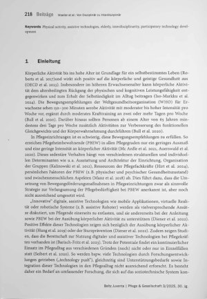 Vorschauseite 2: Von Disziplinär zu Interdisziplinär: Vier Perspektiven auf Bewegungsförderung in Pflegeeinrichtungen mit digitalen Technologien - theoretische Betrachtung und Empfehlungen für die…