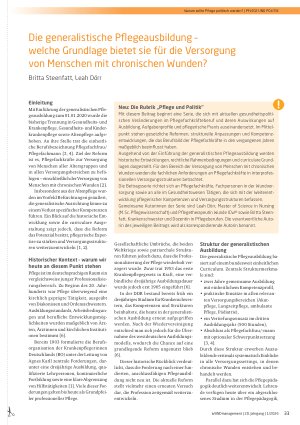 Vorschauseite 1: Die generalistische Pflegeausbildung – welche Grundlage bietet sie für die Versorgung von Menschen mit chronischen Wunden?