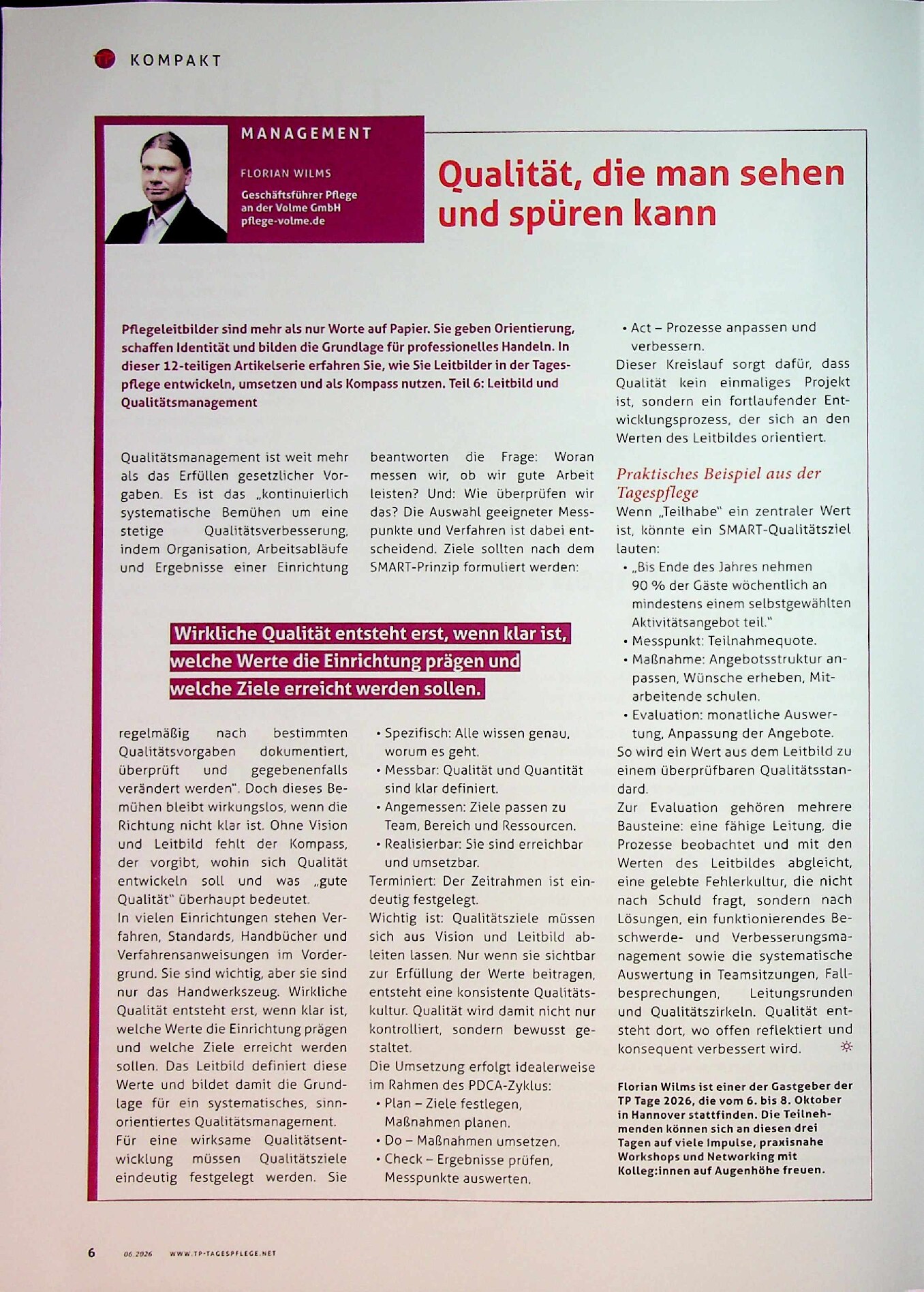 Vorschauseite 1: Qualität, die man sehen und spüren kann