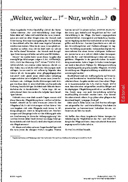Vorschauseite 1: Weiter, weiter …! “ – Nur, wohin …?