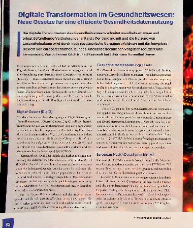 Vorschauseite 1: Digitale Transformation im Gesundheitswesen: Neue Gesetze für eine effiziente Gesundheitsdatennutzung