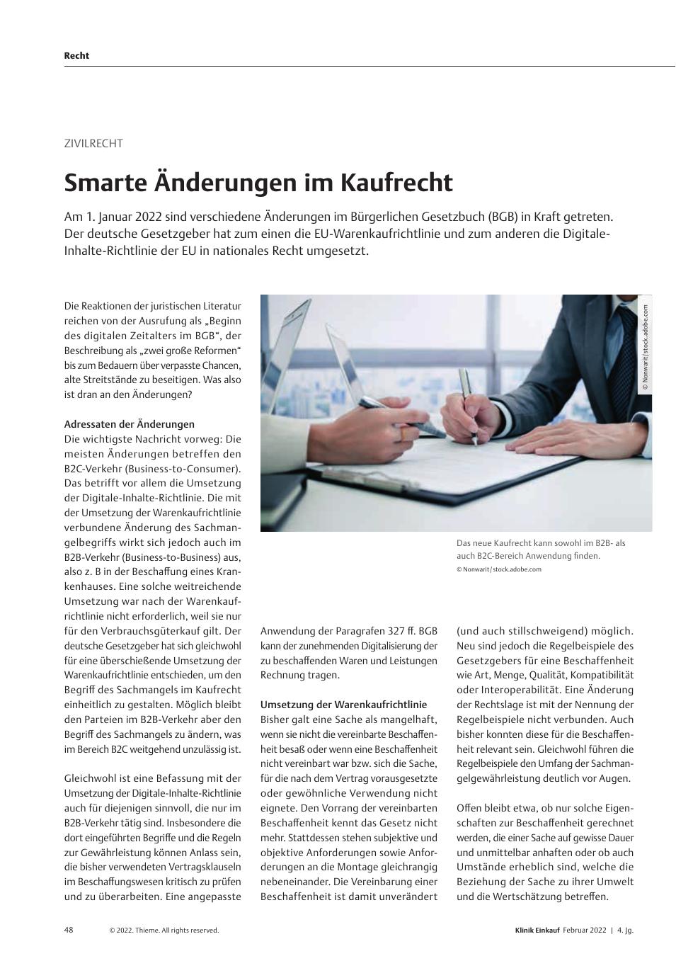 Vorschauseite 1: Zivilrecht: Smarte Änderungen im Kaufrecht