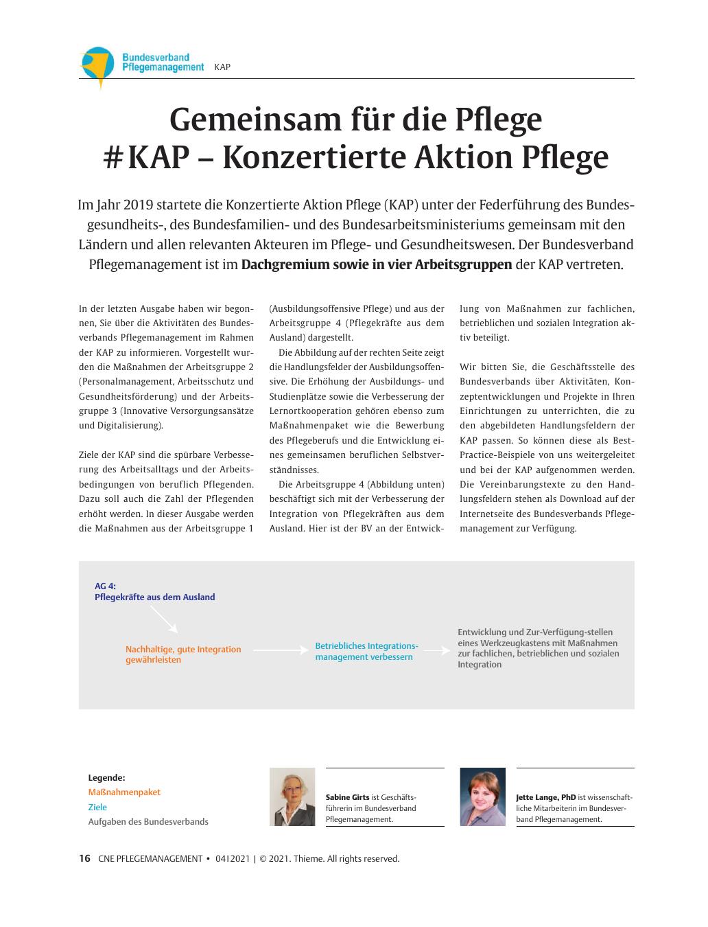 Vorschauseite 1: Gemeinsam für die Pflege #KAP - Konzertierte Aktion Pflege