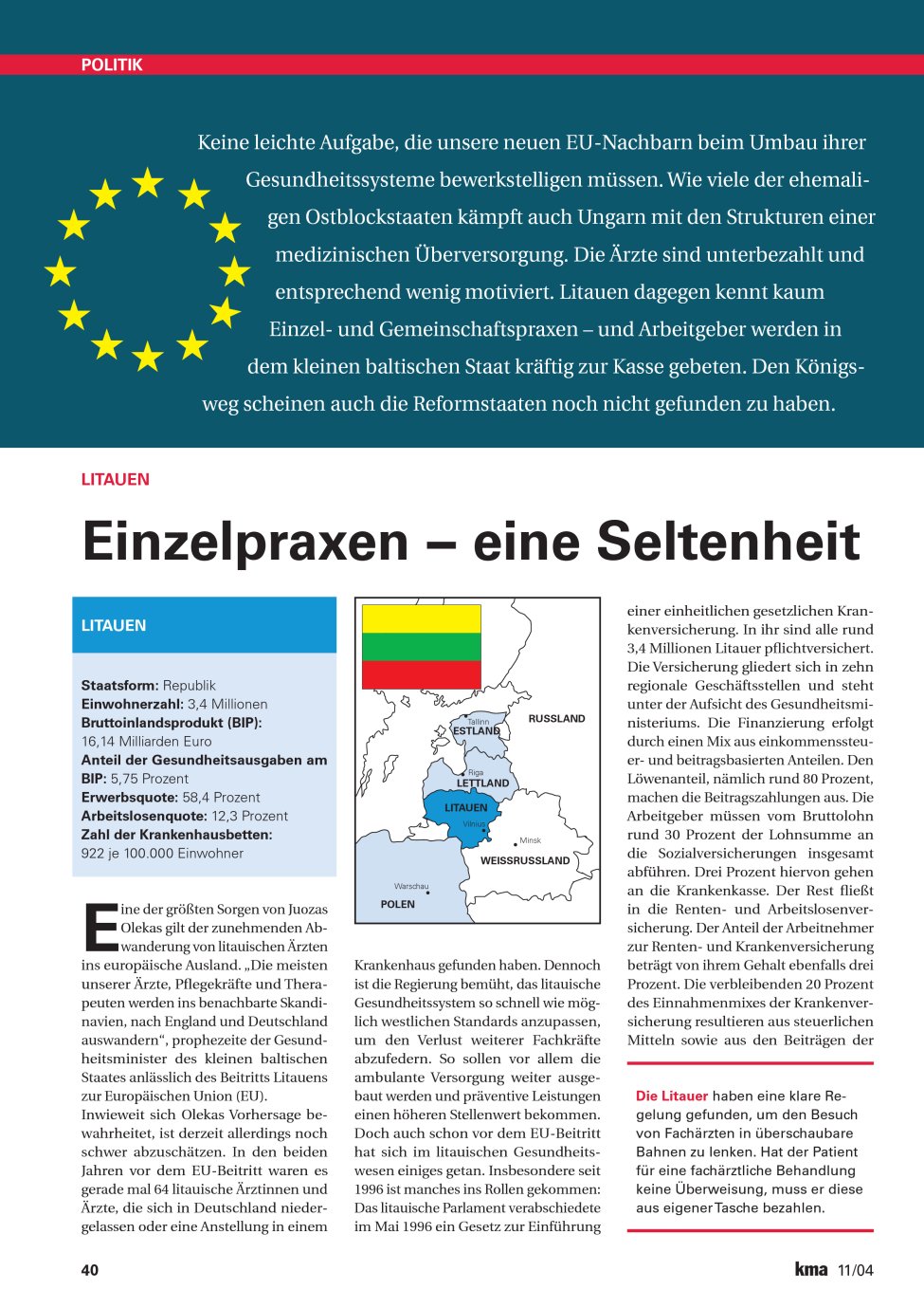 Vorschauseite 1: Einzelpraxen eine Seltenheit