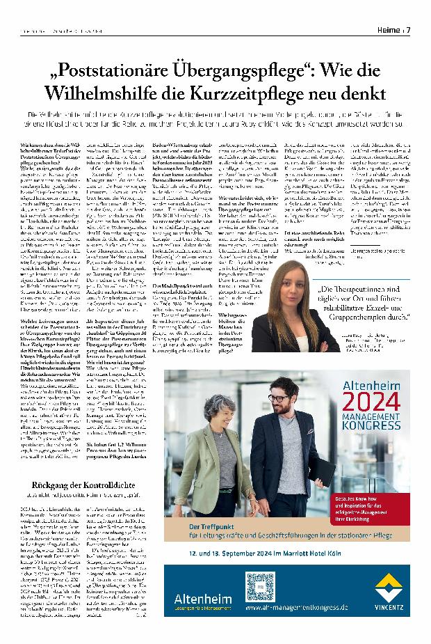 Vorschauseite 1: „Poststationäre Übergangspflege“: Wie die Wilhelmshilfe die Kurzzeitpflege neu denkt