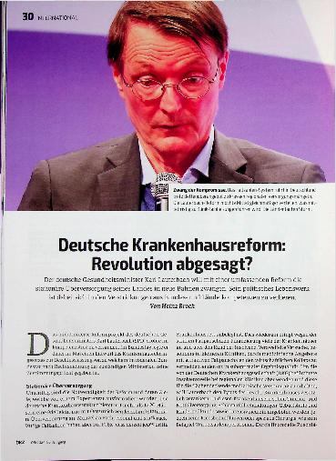 Vorschauseite 1: Deutsche Krankenhausreform: Revolution abgesagt?