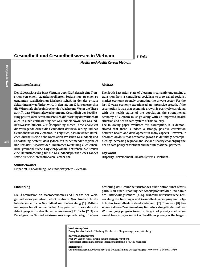 Vorschauseite 1: Gesundheit und Gesundheitswesen in Vietnam