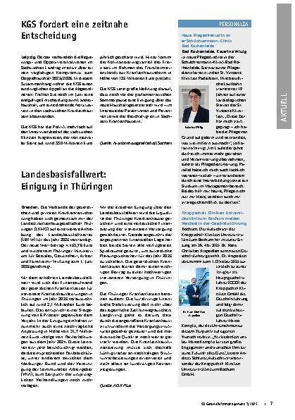 Vorschauseite 1: Landesbasisfallwert: Einigung in Thüringen
