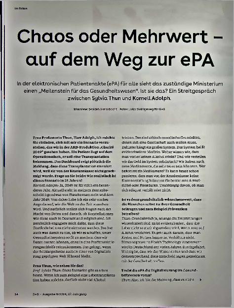 Vorschauseite 1: Chaos oder Mehrwert - auf dem Weg zur ePA