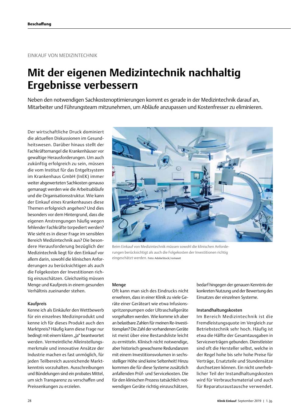 Vorschauseite 1: Einkauf von Medizintechnik: Mit der eigenen Medizintechnik nachhaltig Ergebnisse verbessern